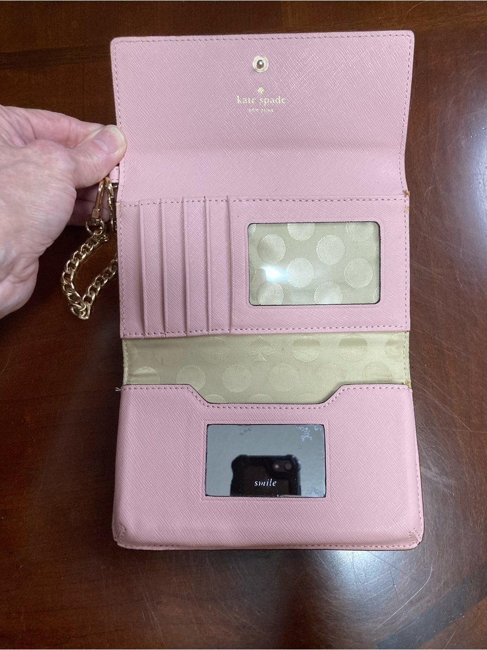 Kate Spade New York Cedar Street Tri-Fold Saffiano Leather Wallet On Chain NWOT - Picture 10 of 14